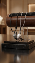 Half Heart Necklace Gray-Silver
