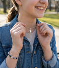 Double Heart Necklace Gold-Silver