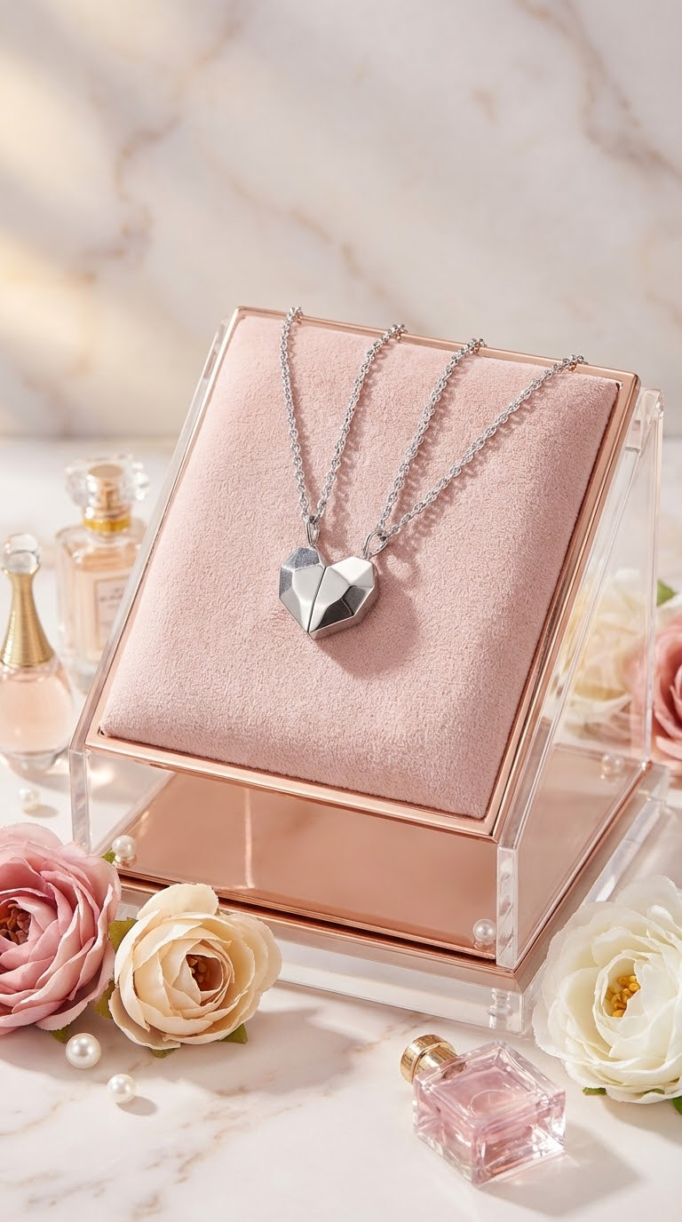 Half Heart Necklace Silver-Silver