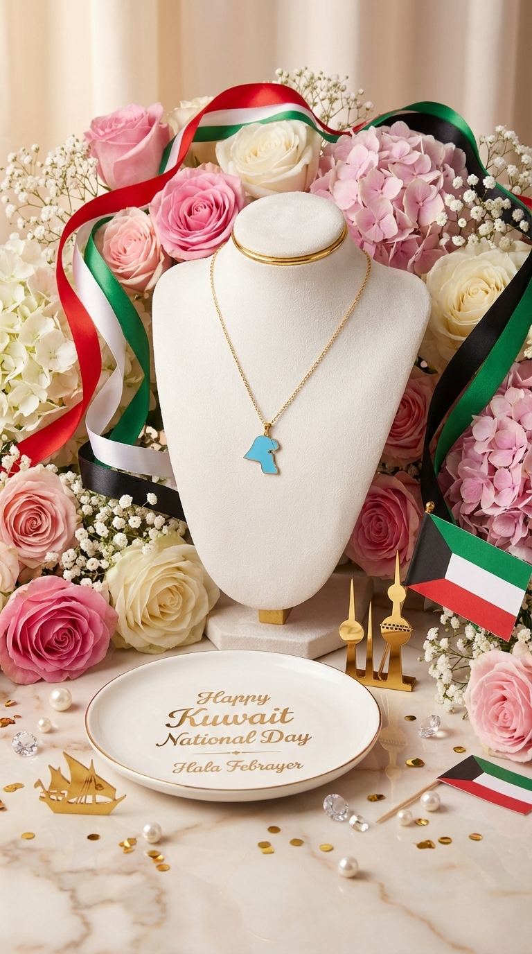 Necklace Kuwait Map Tiffany Blue
