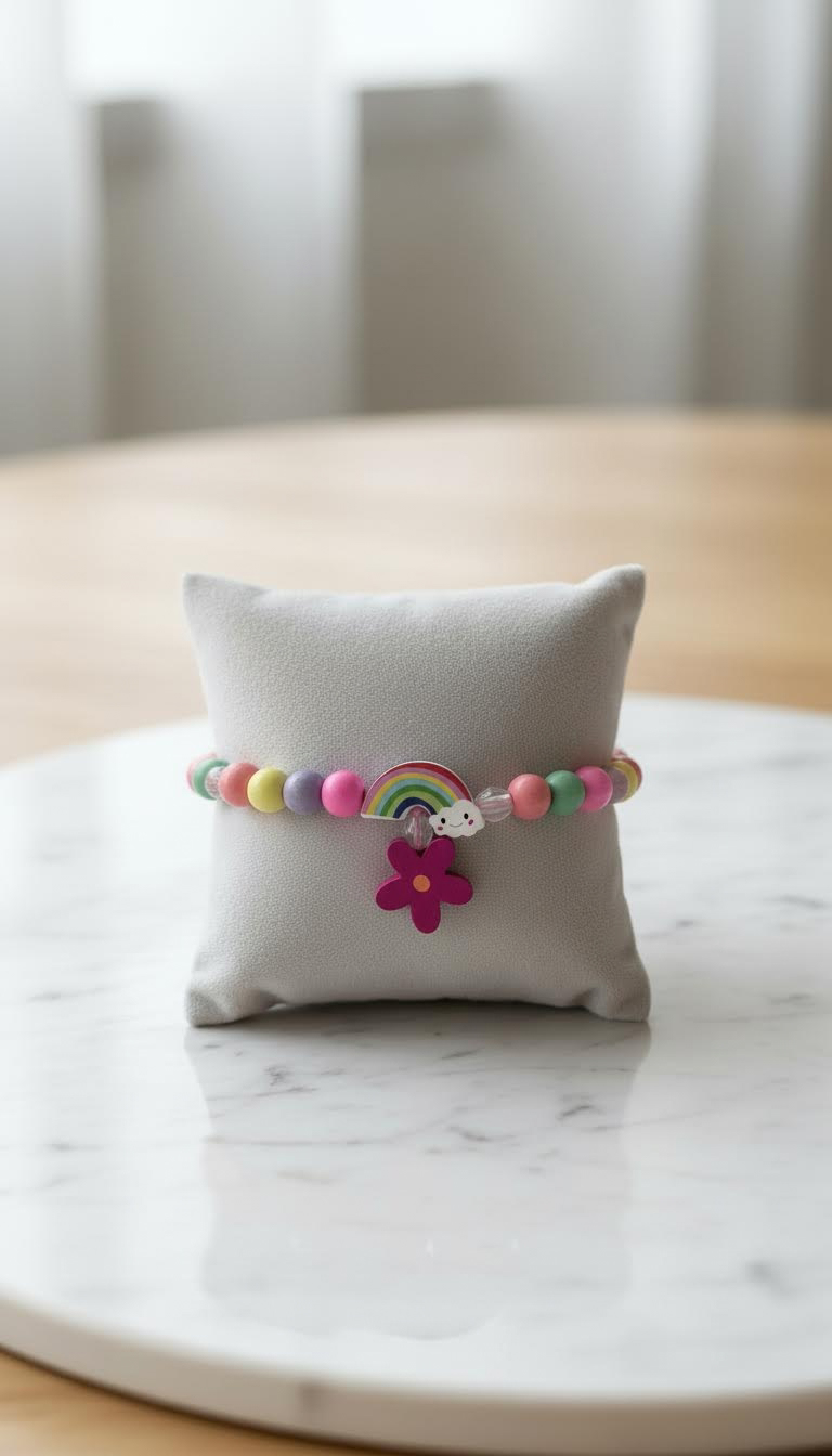 Wooden Bracelet Rainbow Flower