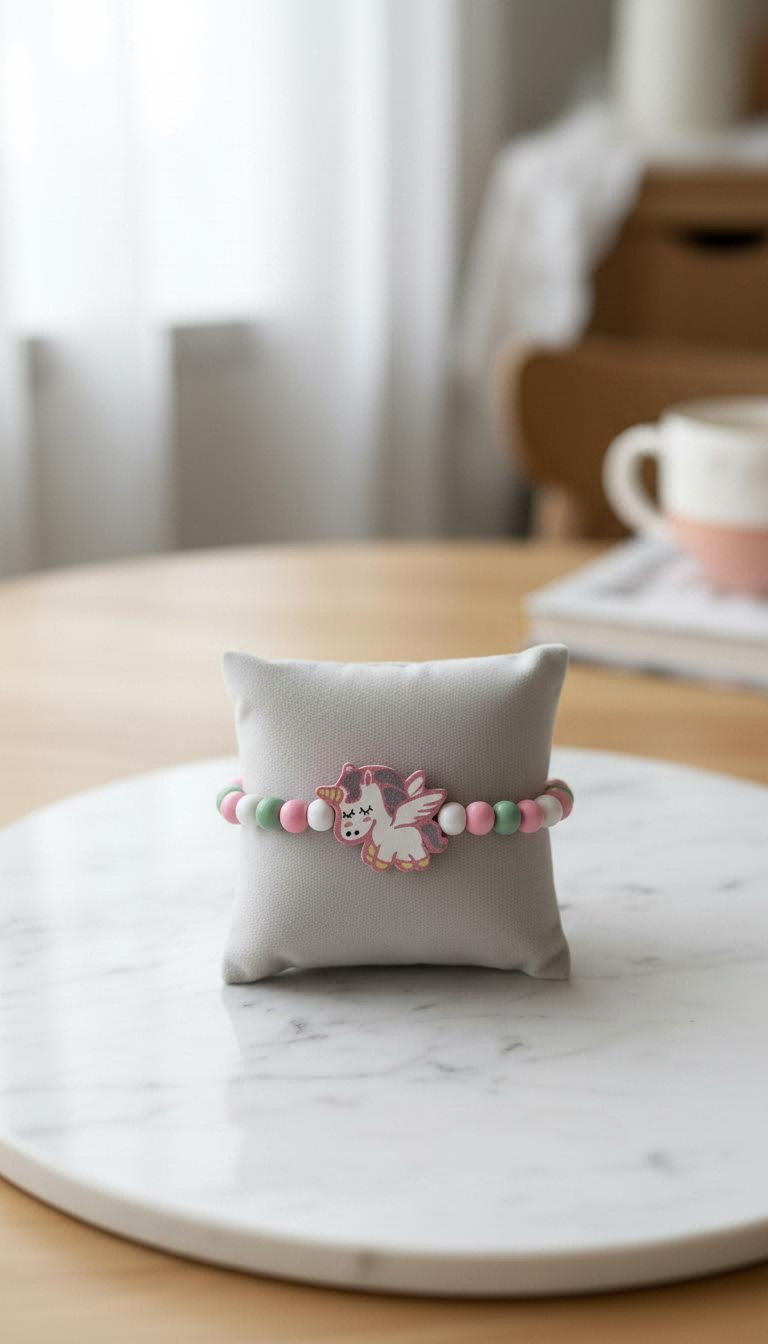 Wooden Bracelet White Pink & Green